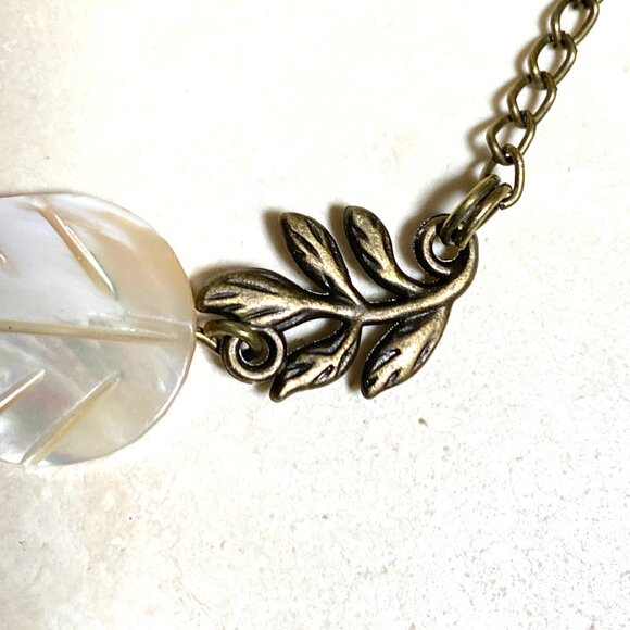 2/$20, Mother of Pearl Leaf Branch Bronze Necklace - Picture 9 of 13